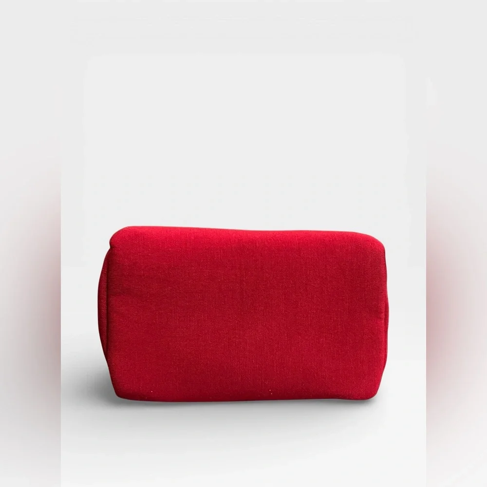 Dior Red Velvet Cosmetic Pouch with‎ Embroidered CD Logo